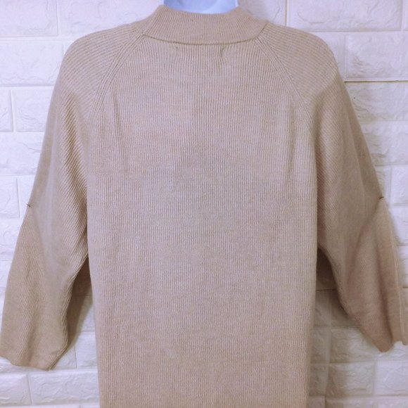 New MaNGo Ribbed Knit Sweater Dress -6 Super Soft Midi Tunic Crew LSL Minimalist - Picture 9 of 9